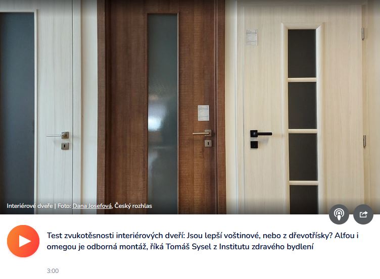 Test zvukotěsnosti interiérových dveří: Jsou lepší voštinové, nebo z dřevotřísky? Alfou i omegou je odborná montáž