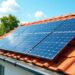 Solar panels neatly arranged on a residential roof , rooftop, panels
